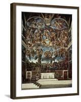 Sistine Chapel with the Retable of the Last Judgement (Fall of the Damned)-Michelangelo Buonarroti-Framed Giclee Print