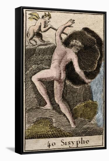 Sisyphus, illustration from 'Mythologie de la Jeunesse', 1803-French School-Framed Stretched Canvas