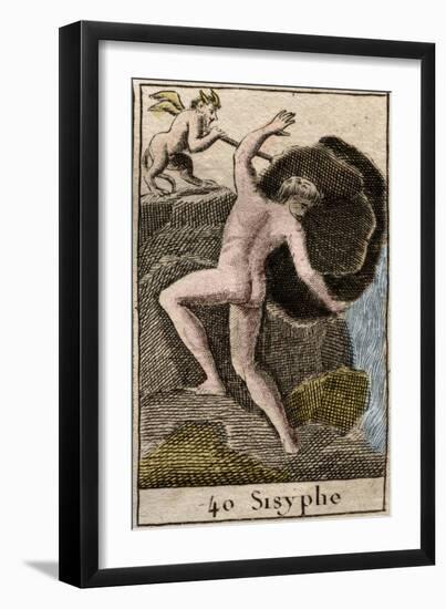 Sisyphus, illustration from 'Mythologie de la Jeunesse', 1803-French School-Framed Giclee Print