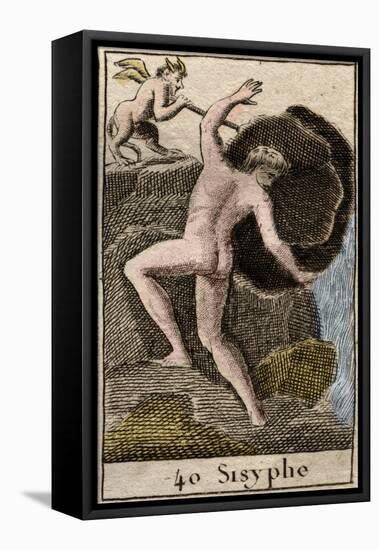 Sisyphus, illustration from 'Mythologie de la Jeunesse', 1803-French School-Framed Stretched Canvas