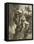 Sisyphus in Hades, Engraving, 17th Century-Flemish School-Framed Stretched Canvas
