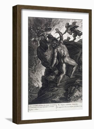 Sisyphus Pushing His Stone up a Mountain, 1731-Bernard Picart-Framed Giclee Print