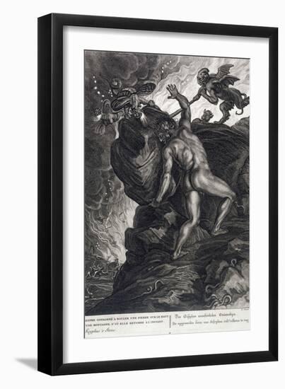 Sisyphus Pushing His Stone up a Mountain, 1731-Bernard Picart-Framed Giclee Print