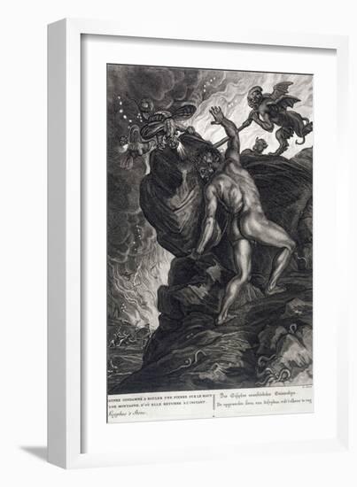 Sisyphus Pushing His Stone up a Mountain, 1731-Bernard Picart-Framed Giclee Print