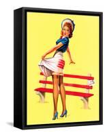 Sit Down Stripes Pin-Up c1940s-Art Frahm-Framed Stretched Canvas