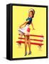 Sit Down Stripes Pin-Up c1940s-Art Frahm-Framed Stretched Canvas