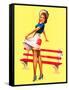 Sit Down Stripes Pin-Up c1940s-Art Frahm-Framed Stretched Canvas