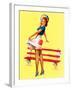 Sit Down Stripes Pin-Up c1940s-Art Frahm-Framed Art Print