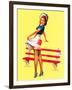 Sit Down Stripes Pin-Up c1940s-Art Frahm-Framed Art Print