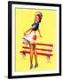 Sit Down Stripes Pin-Up c1940s-Art Frahm-Framed Art Print