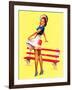 Sit Down Stripes Pin-Up c1940s-Art Frahm-Framed Art Print