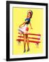 Sit Down Stripes Pin-Up c1940s-Art Frahm-Framed Art Print