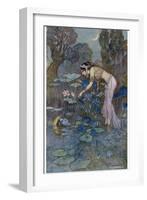 Sita Finds Rama (Seventh Avatar of Vishnu) Among the Lotus Blooms-Warwick Goble-Framed Photographic Print