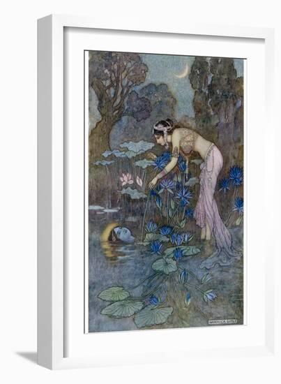 Sita Finds Rama (Seventh Avatar of Vishnu) Among the Lotus Blooms-Warwick Goble-Framed Photographic Print