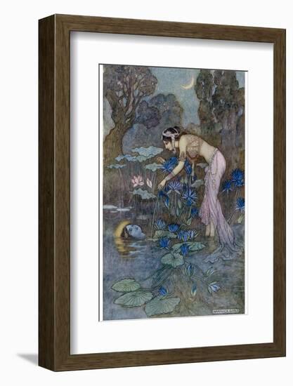 Sita Finds Rama (Seventh Avatar of Vishnu) Among the Lotus Blooms-Warwick Goble-Framed Photographic Print