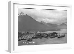 Sitka, Alaska - Aerial Panoramic View of Town-Lantern Press-Framed Art Print
