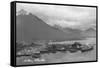 Sitka, Alaska - Aerial Panoramic View of Town-Lantern Press-Framed Stretched Canvas