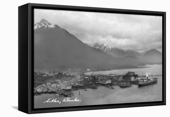 Sitka, Alaska - Aerial Panoramic View of Town-Lantern Press-Framed Stretched Canvas