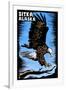 Sitka, Alaska - Bald Eagle - Scratchboard-Lantern Press-Framed Art Print