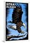 Sitka, Alaska - Bald Eagle - Scratchboard-Lantern Press-Framed Art Print
