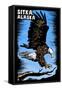 Sitka, Alaska - Bald Eagle - Scratchboard-Lantern Press-Framed Stretched Canvas