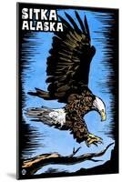 Sitka, Alaska - Bald Eagle - Scratchboard-Lantern Press-Mounted Art Print