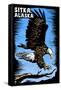 Sitka, Alaska - Bald Eagle - Scratchboard-Lantern Press-Framed Stretched Canvas