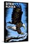 Sitka, Alaska - Bald Eagle - Scratchboard-Lantern Press-Stretched Canvas