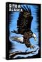 Sitka, Alaska - Bald Eagle - Scratchboard-Lantern Press-Framed Stretched Canvas