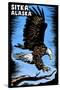 Sitka, Alaska - Bald Eagle - Scratchboard-Lantern Press-Stretched Canvas