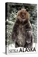 Sitka, Alaska - Bear Standing in Snow-Lantern Press-Stretched Canvas