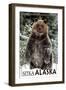 Sitka, Alaska - Bear Standing in Snow-Lantern Press-Framed Art Print