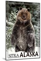 Sitka, Alaska - Bear Standing in Snow-Lantern Press-Mounted Art Print