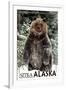 Sitka, Alaska - Bear Standing in Snow-Lantern Press-Framed Art Print