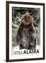 Sitka, Alaska - Bear Standing in Snow-Lantern Press-Framed Art Print