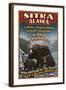 Sitka, Alaska - Black Bear Family Vintage Sign-Lantern Press-Framed Art Print