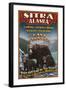 Sitka, Alaska - Black Bear Family Vintage Sign-Lantern Press-Framed Art Print