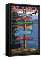 Sitka, Alaska - Destination Sign-Lantern Press-Framed Stretched Canvas