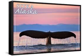 Sitka, Alaska - Humpback Fluke and Sunset-Lantern Press-Framed Stretched Canvas