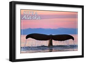 Sitka, Alaska - Humpback Fluke and Sunset-Lantern Press-Framed Art Print