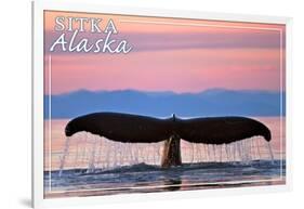Sitka, Alaska - Humpback Fluke and Sunset-Lantern Press-Framed Art Print