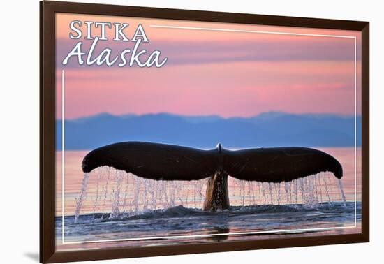 Sitka, Alaska - Humpback Fluke and Sunset-Lantern Press-Framed Art Print