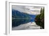 Sitka, Alaska Mountain Lake With A Wonderfaul Reflection Of The Cloudy Mointain Peaks-Joe Azure-Framed Photographic Print