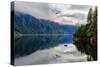 Sitka, Alaska Mountain Lake With A Wonderfaul Reflection Of The Cloudy Mointain Peaks-Joe Azure-Stretched Canvas