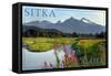 Sitka, Alaska - Mountain Wilderness and Fireweed-Lantern Press-Framed Stretched Canvas