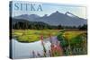 Sitka, Alaska - Mountain Wilderness and Fireweed-Lantern Press-Stretched Canvas