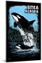 Sitka, Alaska - Orca - Scratchboard-Lantern Press-Mounted Art Print