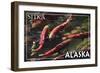 Sitka, Alaska - Salmon-Lantern Press-Framed Art Print