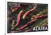 Sitka, Alaska - Salmon-Lantern Press-Framed Art Print