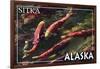 Sitka, Alaska - Salmon-Lantern Press-Framed Art Print